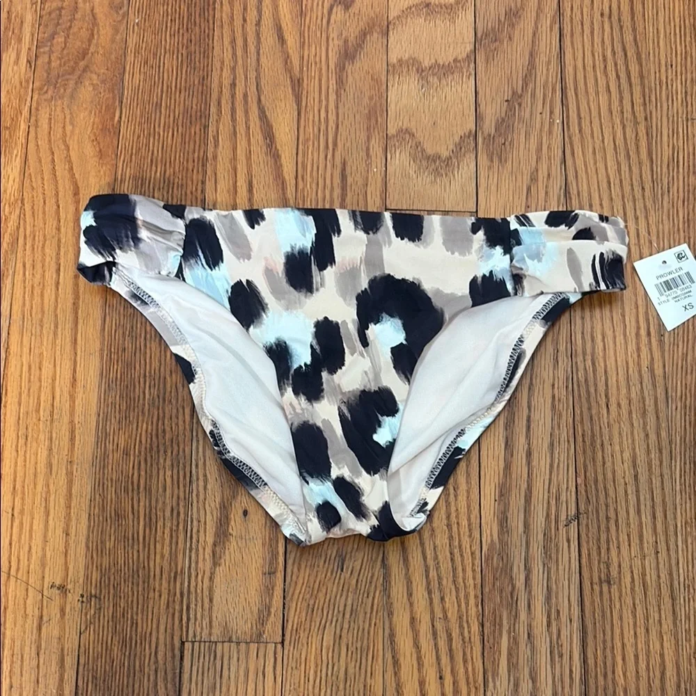 BAR III Shirred Hipster Swimsuit Bottom Beige Leopard size XS‎ NWT